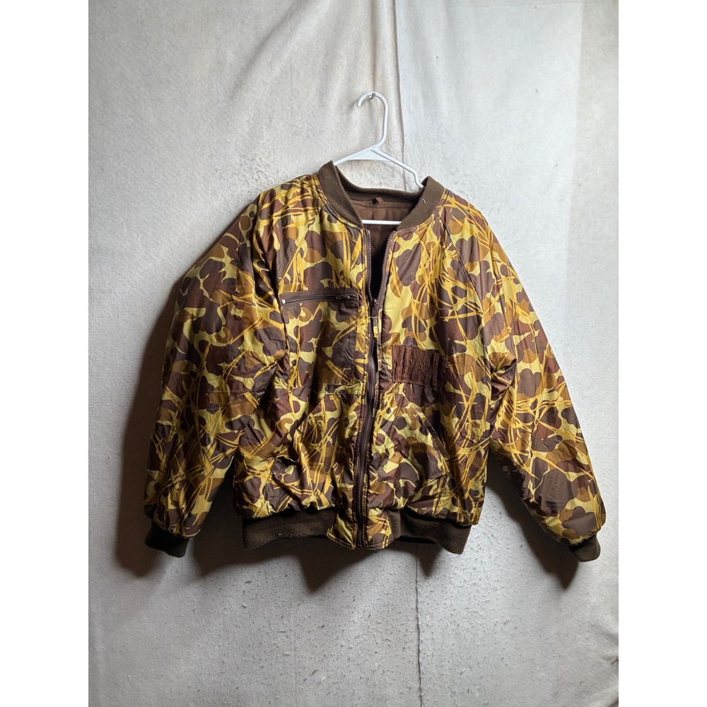Gamehide Mens Camo Insulated Bomber Jacket Duck Hunter Waterproof Brown Large